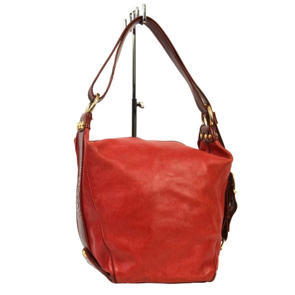Marino Orlandi Large Dark Red Leather Bucket Bag Made in Italy
